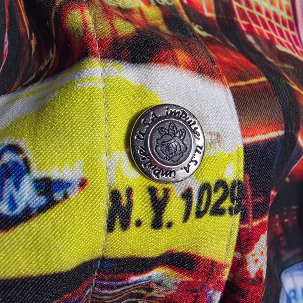 Impulse California Womens Medium NYC Times Square Photo Print Jacket Made in USA - Picture 6 of 11